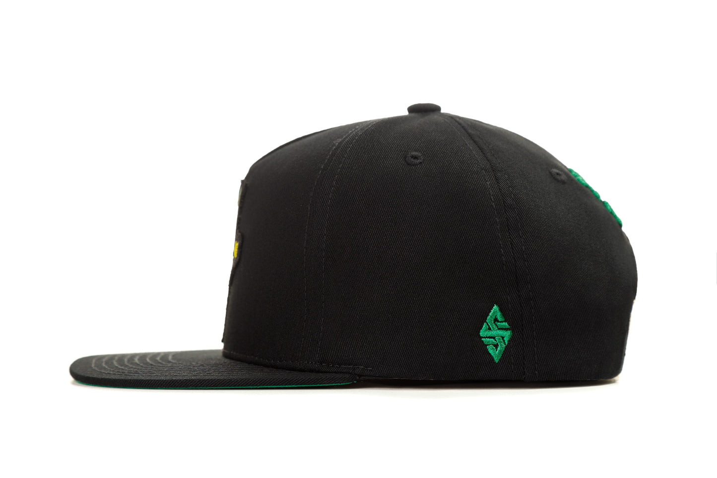 2H2C Gorra Negro con Verde Visera